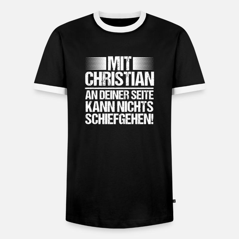 First name Chris Christian - Men's Ringer Shirt - black/white