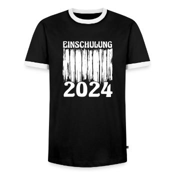 Inscription de la rentrée scolaire des écoliers de 1ère année - T-shirt contrasté Homme - noir/blanc - Devant - AI Model Female 172 light (172cm) & AI Model Male 178 light (178cm)