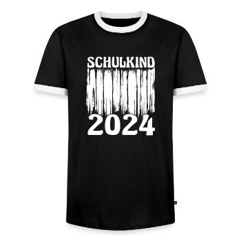 1. Klasse Schulkind Schulanfang Einschulung - Männer Kontrast-T-Shirt - Schwarz/Weiß - Vorne - AI Model Female 172 light (172cm) & AI Model Male 178 light (178cm)