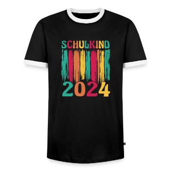 1. Klasse Schulkind Schulanfang Einschulung - Männer Kontrast-T-Shirt - Schwarz/Weiß - Vorne - AI Model Female 172 light (172cm) & AI Model Male 178 light (178cm)