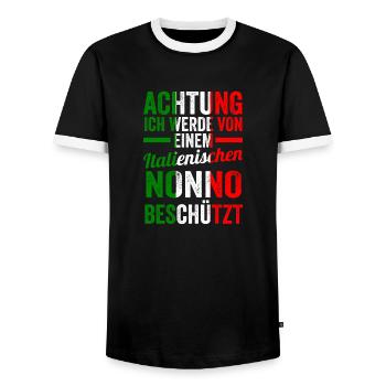 Italie Italien Grand-père Nonno Italien Italie - T-shirt contrasté Homme - noir/blanc - Devant - AI Model Female 172 light (172cm) & AI Model Male 178 light (178cm)