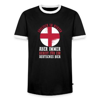 United Kingdom Germany Beer England - Men's Ringer Shirt - black/white - Front - AI Model Female 172 light (172cm) & AI Model Male 178 light (178cm)