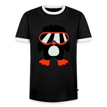 Pinguin Vogel Coole Schibrille DJ Spaß Vögelchen - Männer Kontrast-T-Shirt - Schwarz/Weiß - Vorne - AI Model Female 172 light (172cm) & AI Model Male 178 light (178cm)