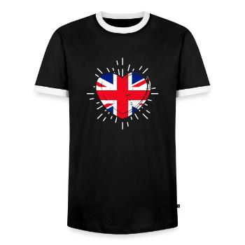 Great Britain Germany Heart England - Men's Ringer Shirt - black/white - Front - AI Model Female 172 light (172cm) & AI Model Male 178 light (178cm)