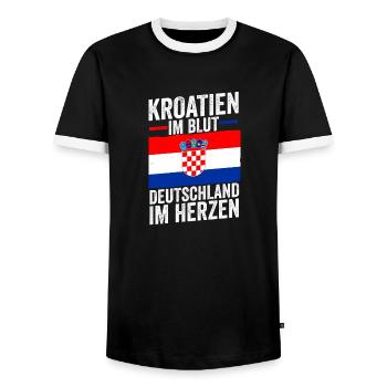 Croatian Croatian Germany Croatia - Men's Ringer Shirt - black/white - Front - AI Model Female 172 light (172cm) & AI Model Male 178 light (178cm)