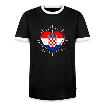 Croatian Croatian German Heart Croatia - Men's Ringer Shirt - black/white - Front - AI Model Female 172 light (172cm) & AI Model Male 178 light (178cm)