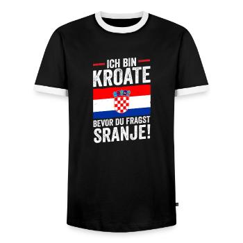 Croate Croate Croatie - T-shirt contrasté Homme - noir/blanc - Devant - AI Model Female 172 light (172cm) & AI Model Male 178 light (178cm)