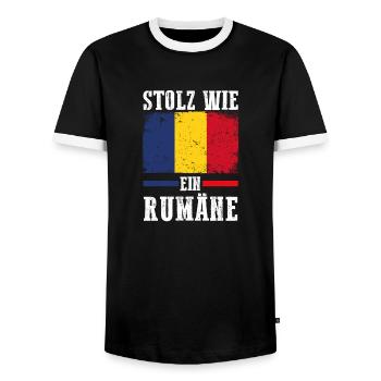 Rümänen Rumänisch Rumänien - Männer Kontrast-T-Shirt - Schwarz/Weiß - Vorne - AI Model Female 172 light (172cm) & AI Model Male 178 light (178cm)