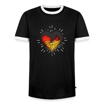 German German Heart Germany - Men's Ringer Shirt - black/white - Front - AI Model Female 172 light (172cm) & AI Model Male 178 light (178cm)