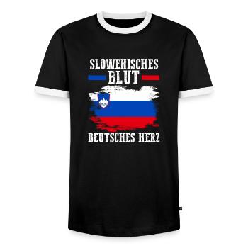 Slowenen Deutschland Deutsch Slowenien - Männer Kontrast-T-Shirt - Schwarz/Weiß - Vorne - AI Model Female 172 light (172cm) & AI Model Male 178 light (178cm)