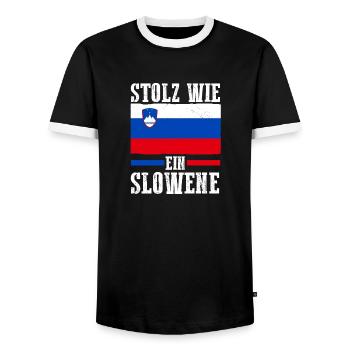Slovènes Slovénie - T-shirt contrasté Homme - noir/blanc - Devant - AI Model Female 172 light (172cm) & AI Model Male 178 light (178cm)