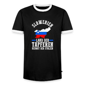 Slovènes Slovénie - T-shirt contrasté Homme - noir/blanc - Devant - AI Model Female 172 light (172cm) & AI Model Male 178 light (178cm)