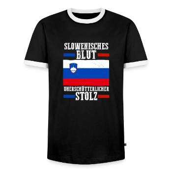 Slovènes Slovénie - T-shirt contrasté Homme - noir/blanc - Devant - AI Model Female 172 light (172cm) & AI Model Male 178 light (178cm)
