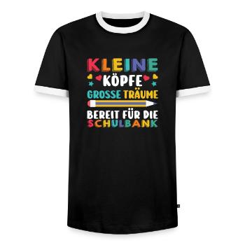 Cadeau de rentrée scolaire pour l’école primaire de première année - T-shirt contrasté Homme - noir/blanc - Devant - AI Model Female 172 light (172cm) & AI Model Male 178 light (178cm)