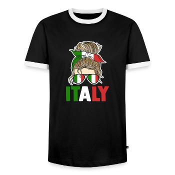 Italie Italien Italien Italie - T-shirt contrasté Homme - noir/blanc - Devant - AI Model Female 172 light (172cm) & AI Model Male 178 light (178cm)