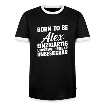 Alexander Alexandra Alexa Alex - Männer Kontrast-T-Shirt - Schwarz/Weiß - Vorne - AI Model Female 172 light (172cm) & AI Model Male 178 light (178cm)