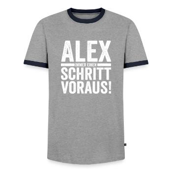 Alexander Alexandra Alexa Alex - Männer Kontrast-T-Shirt - Grau/Navy  - Vorne - AI Model Female 172 light (172cm) & AI Model Male 178 light (178cm)