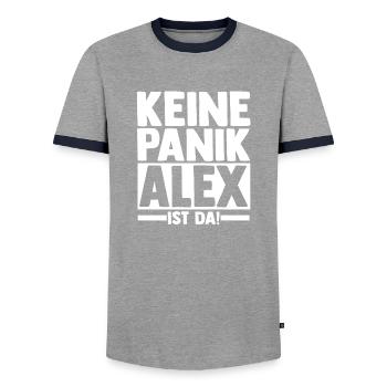 Alexander Alexandra Alexa Alex - Männer Kontrast-T-Shirt - Grau/Navy  - Vorne - AI Model Female 172 light (172cm) & AI Model Male 178 light (178cm)