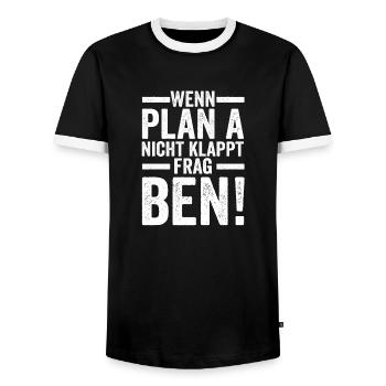 Vorname Ben - Männer Kontrast-T-Shirt - Schwarz/Weiß - Vorne - AI Model Female 172 light (172cm) & AI Model Male 178 light (178cm)