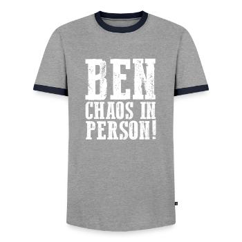 Prénom Ben - T-shirt contrasté Homme - gris/marine  - Devant - AI Model Female 172 light (172cm) & AI Model Male 178 light (178cm)