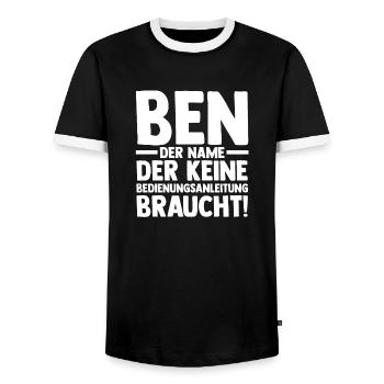 Vorname Ben - Männer Kontrast-T-Shirt - Schwarz/Weiß - Vorne - AI Model Female 172 light (172cm) & AI Model Male 178 light (178cm)