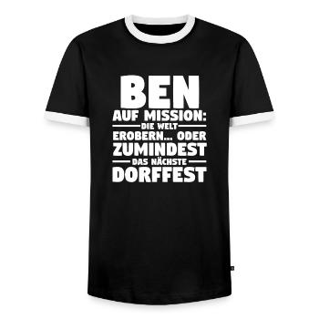 Vorname Ben - Männer Kontrast-T-Shirt - Schwarz/Weiß - Vorne - AI Model Female 172 light (172cm) & AI Model Male 178 light (178cm)