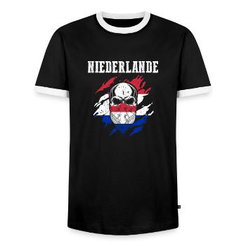 Pays-Bas Pays-Bas - T-shirt contrasté Homme - noir/blanc - Devant - AI Model Female 172 light (172cm) & AI Model Male 178 light (178cm)
