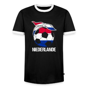 Pays-Bas Pays-Bas - T-shirt contrasté Homme - noir/blanc - Devant - AI Model Female 172 light (172cm) & AI Model Male 178 light (178cm)
