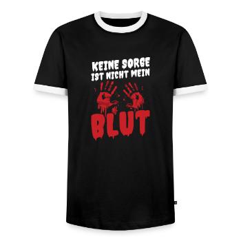 Halloween Costume Blood Smeared - Men's Ringer Shirt - black/white - Front - AI Model Female 172 light (172cm) & AI Model Male 178 light (178cm)