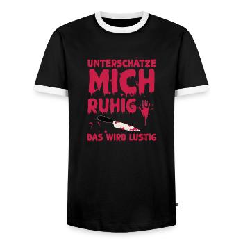 Underestimate me, it's going to be funny - Men's Ringer Shirt - black/white - Front - AI Model Female 172 light (172cm) & AI Model Male 178 light (178cm)