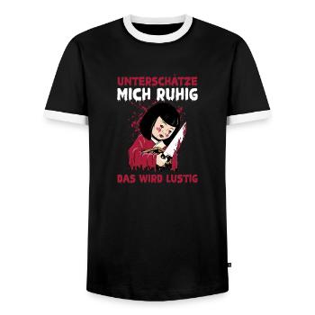 Underestimate me, it's going to be funny - Men's Ringer Shirt - black/white - Front - AI Model Female 172 light (172cm) & AI Model Male 178 light (178cm)