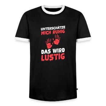 Underestimate me, it's going to be funny - Men's Ringer Shirt - black/white - Front - AI Model Female 172 light (172cm) & AI Model Male 178 light (178cm)