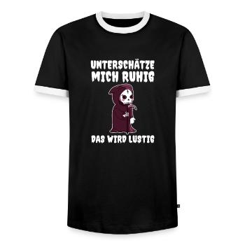 Underestimate me, it's going to be funny - Men's Ringer Shirt - black/white - Front - AI Model Female 172 light (172cm) & AI Model Male 178 light (178cm)