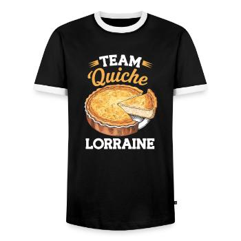 Team quiche lorraine - T-shirt contrasté Homme - noir/blanc - Devant - AI Model Female 172 light (172cm) & AI Model Male 178 light (178cm)