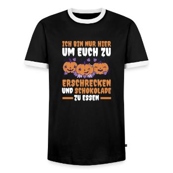 Costume d’Halloween Citrouille Halloween - T-shirt contrasté Homme - noir/blanc - Devant - AI Model Female 172 light (172cm) & AI Model Male 178 light (178cm)
