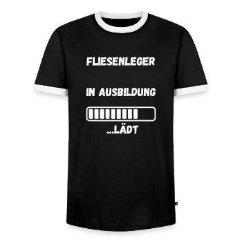 Tile Laying Training Apprentice Auzbi Tile Laying - Men's Ringer Shirt - black/white - Front - AI Model Female 172 light (172cm) & AI Model Male 178 light (178cm)