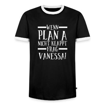 Vorname Vanessa - Männer Kontrast-T-Shirt - Schwarz/Weiß - Vorne - AI Model Female 172 light (172cm) & AI Model Male 178 light (178cm)
