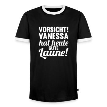 Vorname Vanessa - Männer Kontrast-T-Shirt - Schwarz/Weiß - Vorne - AI Model Female 172 light (172cm) & AI Model Male 178 light (178cm)