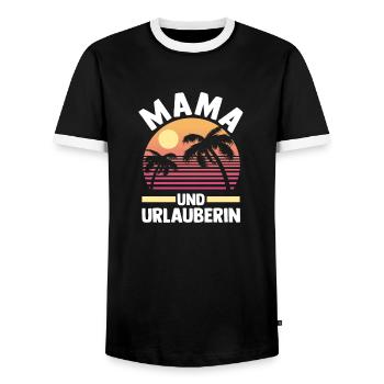 Vacancier Mère Maman - T-shirt contrasté Homme - noir/blanc - Devant - AI Model Female 172 light (172cm) & AI Model Male 178 light (178cm)