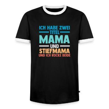 Ich Habe Zwei Titel Mama Und Stiefmama - Männer Kontrast-T-Shirt - Schwarz/Weiß - Vorne - AI Model Female 172 light (172cm) & AI Model Male 178 light (178cm)