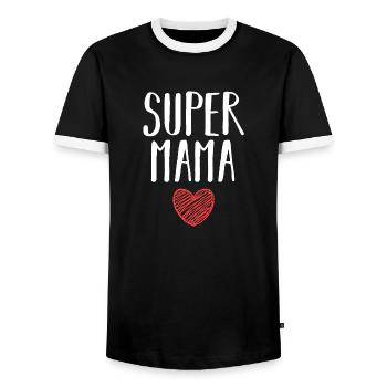 Mom Superhero Mom - Men's Ringer Shirt - black/white - Front - AI Model Female 172 light (172cm) & AI Model Male 178 light (178cm)
