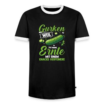 Jardinier Concombre Jardin fermier - T-shirt contrasté Homme - noir/blanc - Devant - AI Model Female 172 light (172cm) & AI Model Male 178 light (178cm)