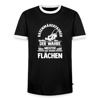 jardinier tondeuse à gazon agriculteur jardin - T-shirt contrasté Homme - noir/blanc - Devant - AI Model Female 172 light (172cm) & AI Model Male 178 light (178cm)