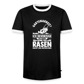 jardinier tondeuse à gazon agriculteur jardin - T-shirt contrasté Homme - noir/blanc - Devant - AI Model Female 172 light (172cm) & AI Model Male 178 light (178cm)