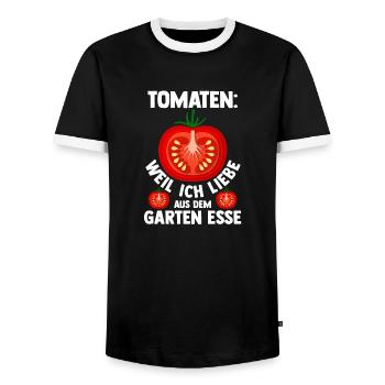 Gärtner Tomate Bauer Garten - Männer Kontrast-T-Shirt - Schwarz/Weiß - Vorne - AI Model Female 172 light (172cm) & AI Model Male 178 light (178cm)
