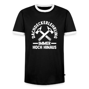 Roofing training apprentice Auzbi roofer - Men's Ringer Shirt - black/white - Front - AI Model Female 172 light (172cm) & AI Model Male 178 light (178cm)