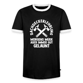 Roofing training apprentice Auzbi roofer - Men's Ringer Shirt - black/white - Front - AI Model Female 172 light (172cm) & AI Model Male 178 light (178cm)