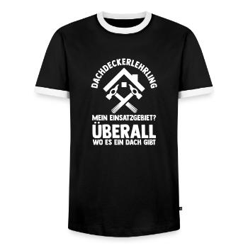 Roofing training apprentice Auzbi roofer - Men's Ringer Shirt - black/white - Front - AI Model Female 172 light (172cm) & AI Model Male 178 light (178cm)