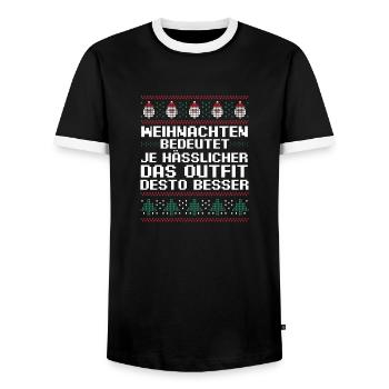 Weihnachtsmann Weihnachtsfest Ugly Christmas - Männer Kontrast-T-Shirt - Schwarz/Weiß - Vorne - AI Model Female 172 light (172cm) & AI Model Male 178 light (178cm)
