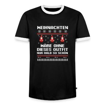 Weihnachtsmann Weihnachtsfest Ugly Christmas - Männer Kontrast-T-Shirt - Schwarz/Weiß - Vorne - AI Model Female 172 light (172cm) & AI Model Male 178 light (178cm)